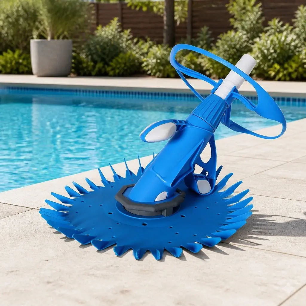 Automatic Pool Cleaner Blue 0.8m-3m Suction Device with Detachable Hose and Anti-Slip Diaphragm