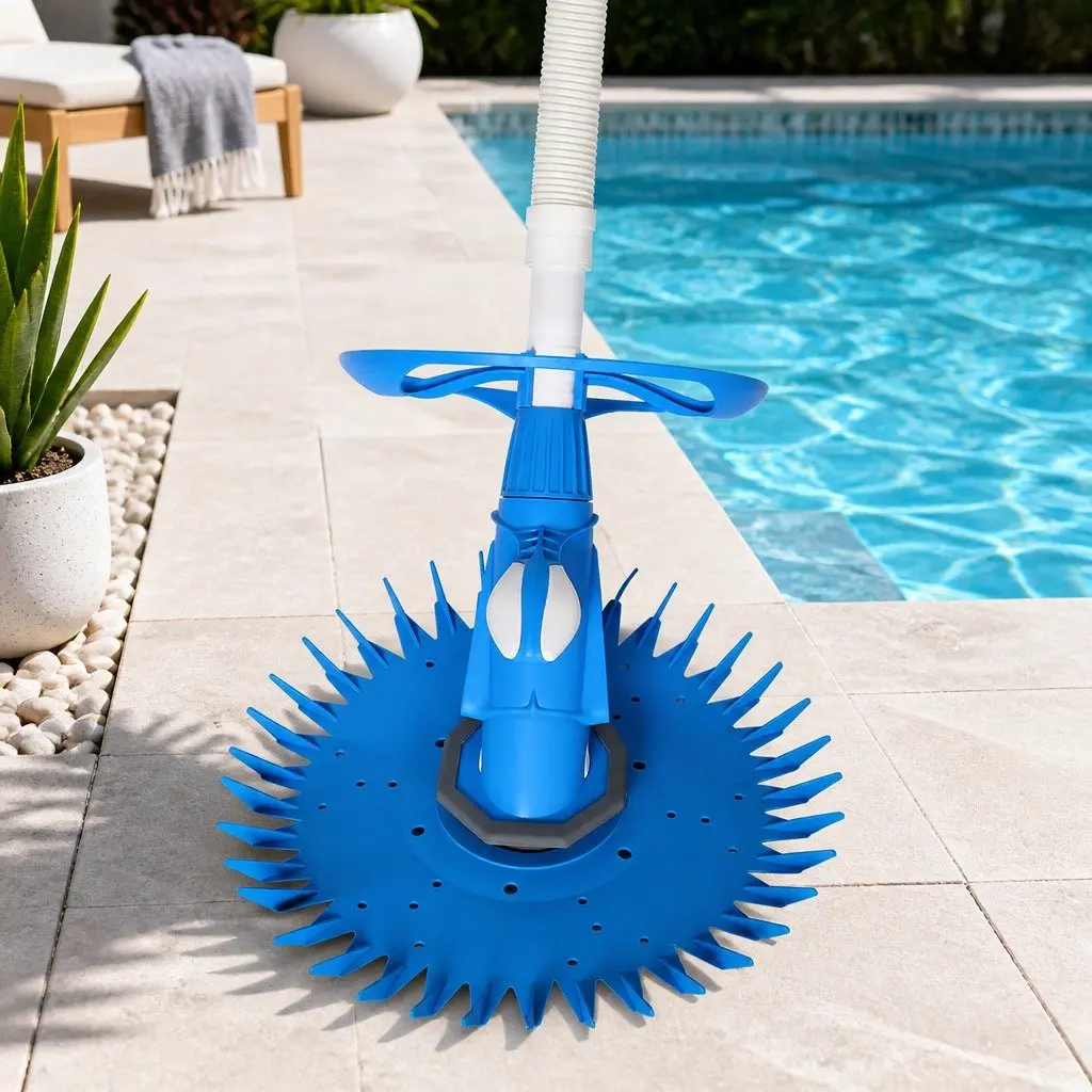 Automatic Pool Cleaner Blue 0.8m-3m Suction Device with Detachable Hose and Anti-Slip Diaphragm