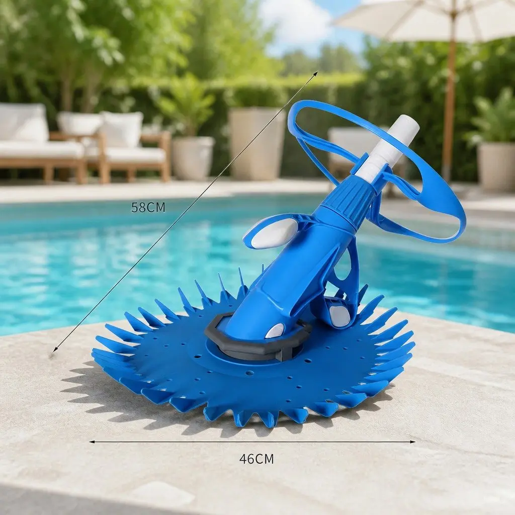 Automatic Pool Cleaner Blue 0.8m-3m Suction Device with Detachable Hose and Anti-Slip Diaphragm