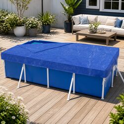 Above-ground Pool Cover 2m x 3m Blue Blanket with Security Ropes Drainage Holes
