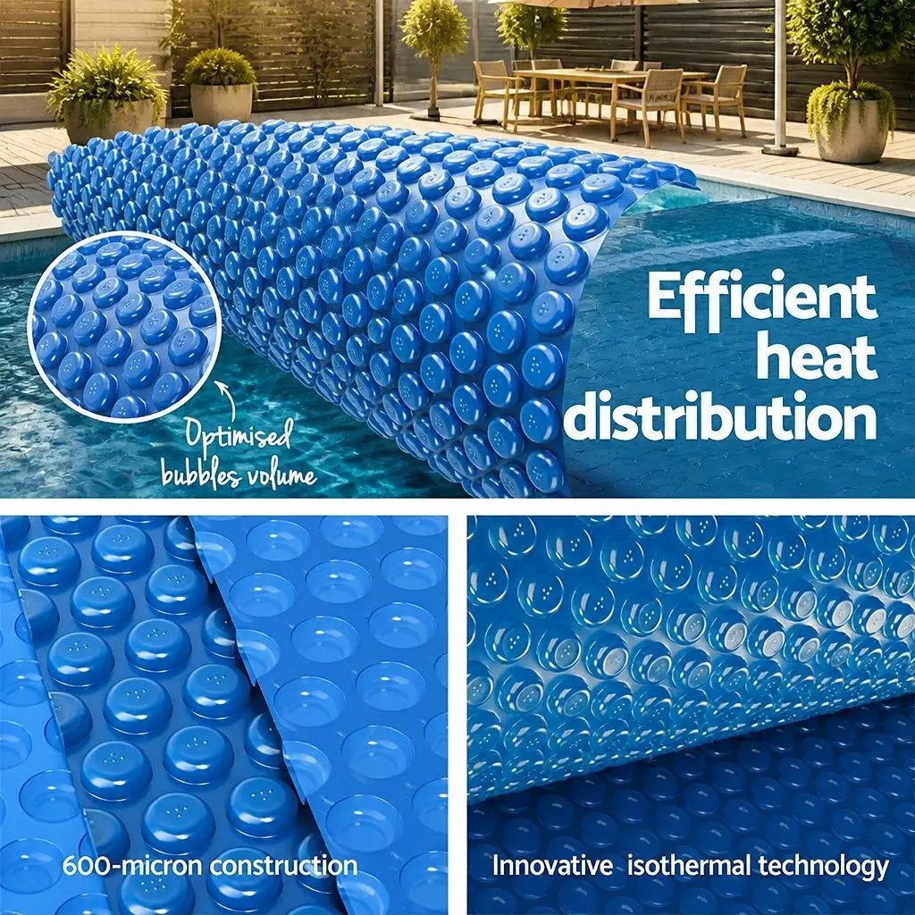 Pool Cover Blue 6.5m x 3m 600 Micron with Aluminium Roller 5.55m