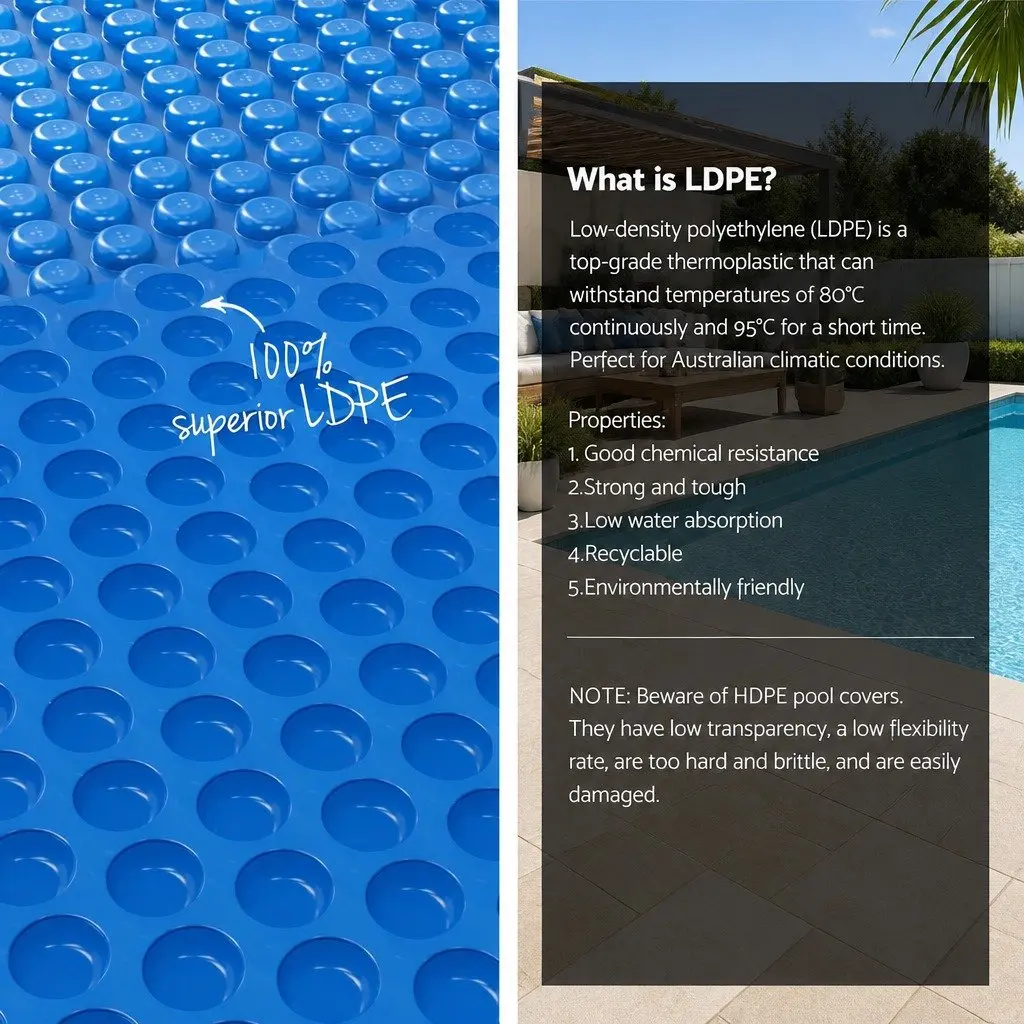 Solar Pool Cover Blue 6.5x3m 600 Micron with Aluminium Roller 5.55m Wide