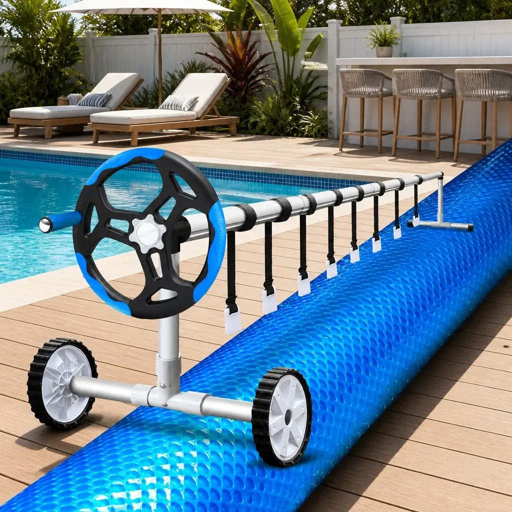 Pool Cover 6.5x3m 500 Micron Solar Blanket Roller Blue Silver Swimming Pool