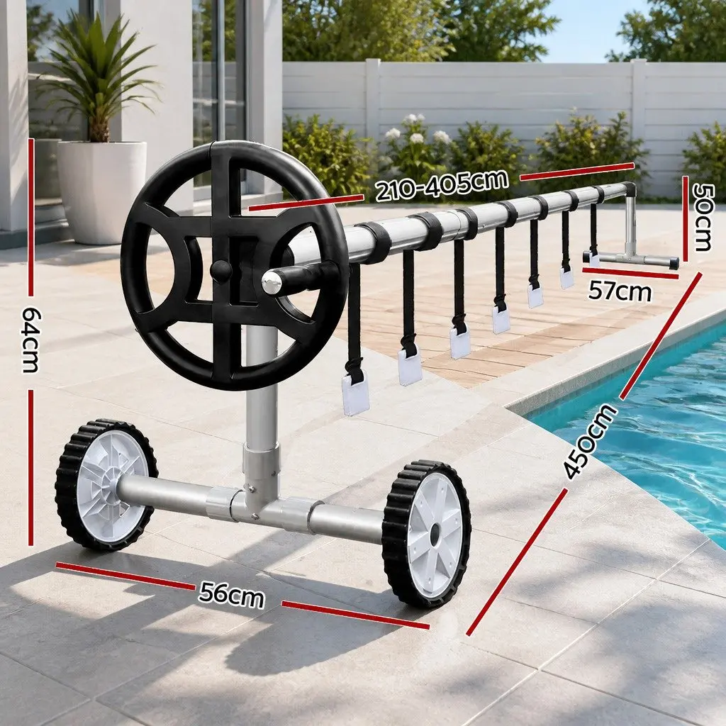 Pool Cover Blue Silver 6.5x3m 400 Micron with Aluminium Roller 2.1-4.05m Adjustable
