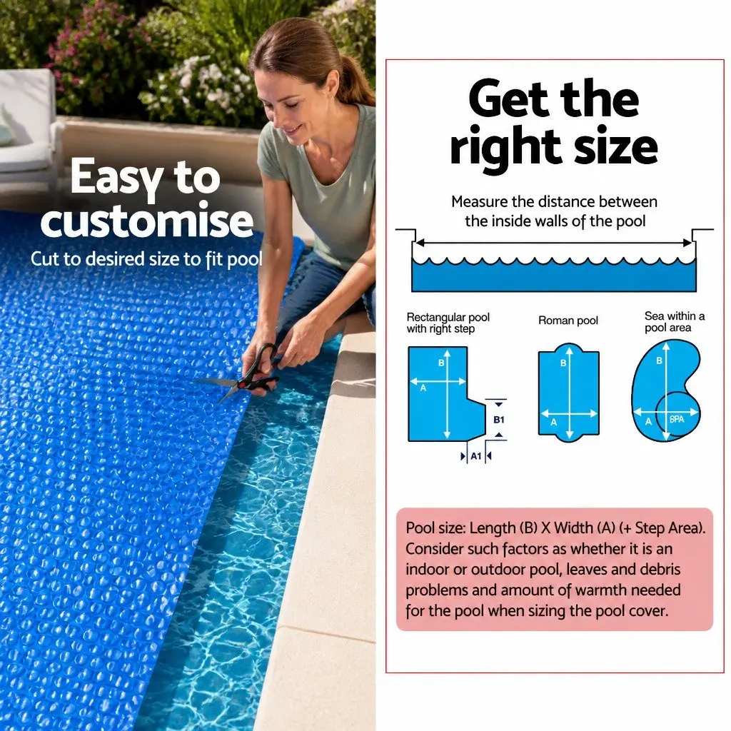 Pool Cover Blue Silver 6.5x3m 400 Micron with Aluminium Roller 2.1-4.05m Adjustable