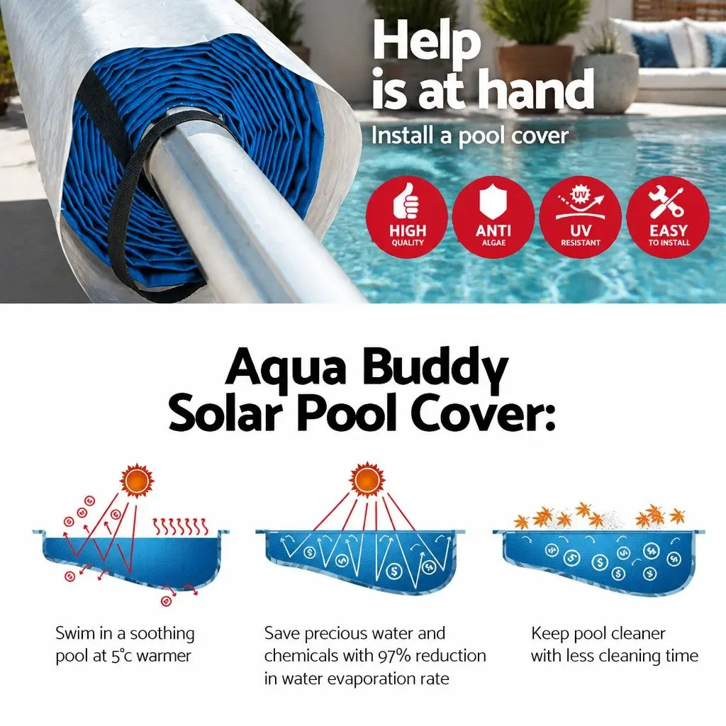 Pool Cover Blue Silver 6.5m x 3m Solar Blanket with Aluminium Roller 400 Micron