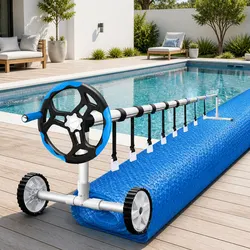 Compact 7x4m Pool Cover and Aluminium Roller Set