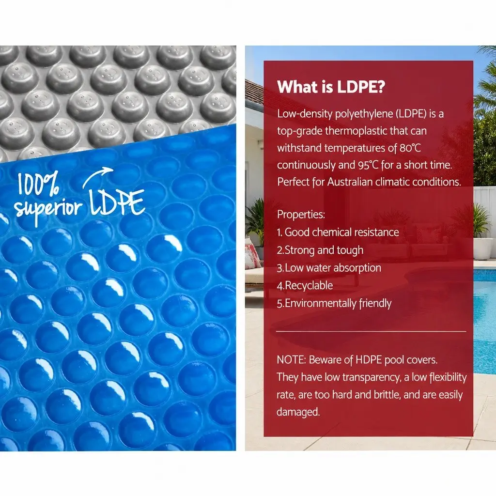 Pool Cover Solar Blanket Blue 7x4m 500 Micron Adjustable Aluminium Roller Portable Swimming