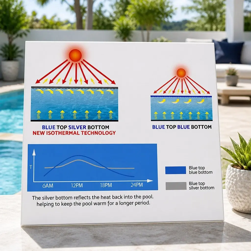 Solar Pool Cover 7x4m 500 Micron Bubble Blue Silver Isothermal Swimming Pool