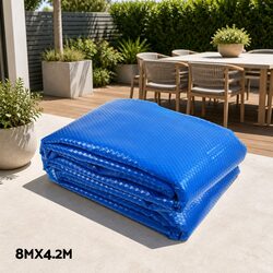 Pool Cover 8x4.2m Solar Blanket 500 Micron with Aluminium Roller Adjustable Blue