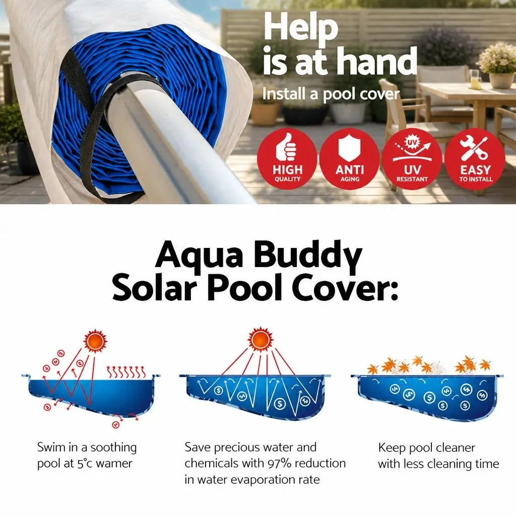 Pool Cover Blue 8x4.2m Solar Blanket 500 Micron with Adjustable Aluminium Roller