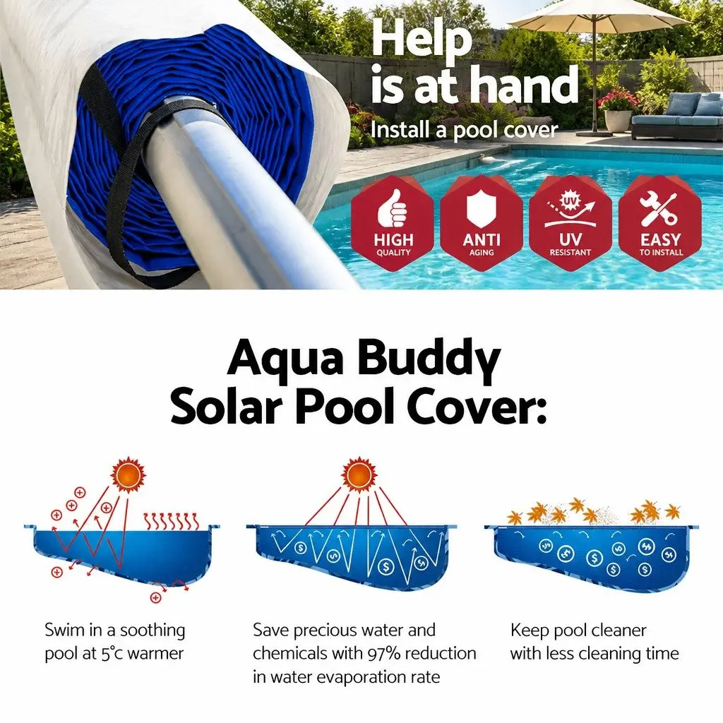 Pool Cover Blue Silver 8x4.2m 500 Micron with Aluminium Roller