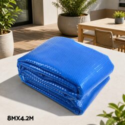 Pool Cover 8x4.2m 500 Micron Solar Blanket with Aluminium Roller Blue Silver