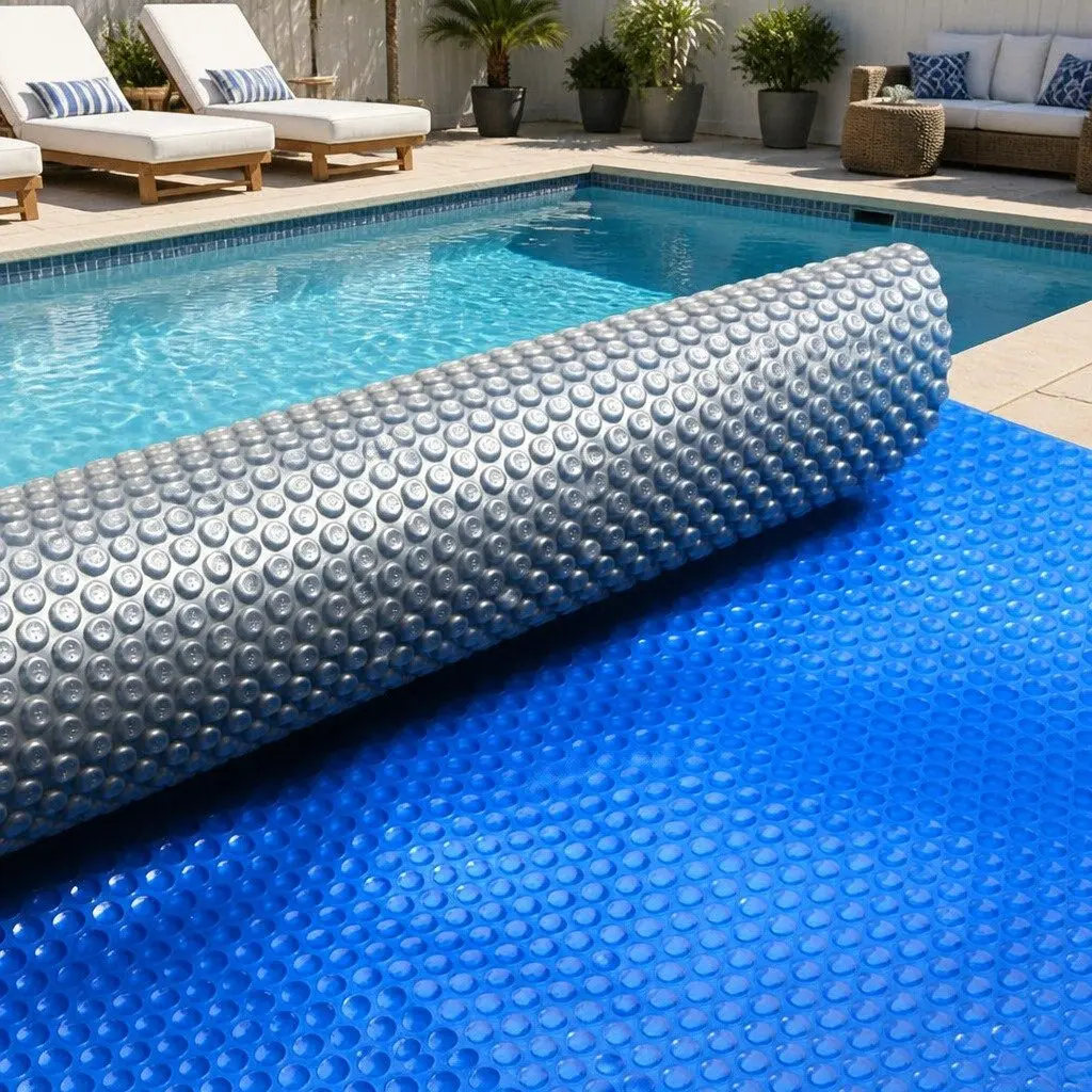 Solar Pool Cover Blue Silver 8x4.2m 400 Micron Heat Retention