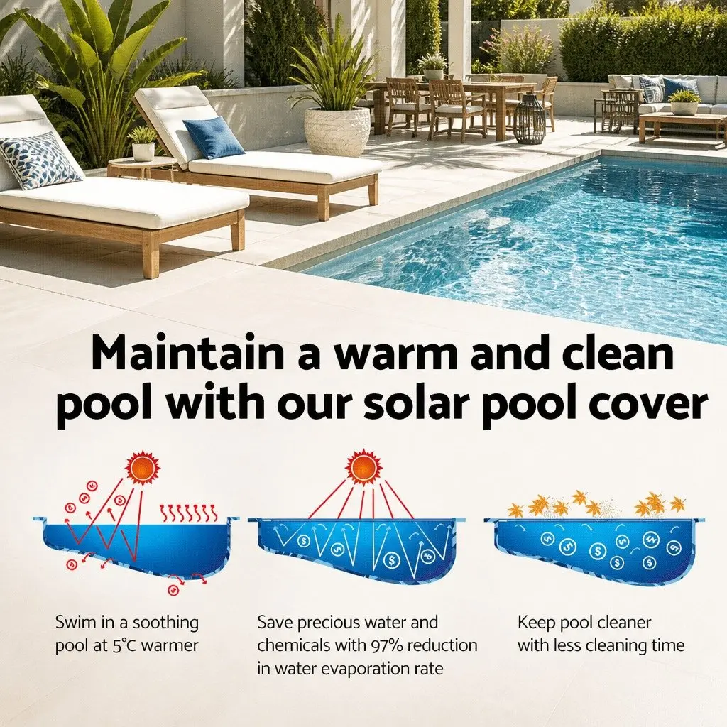 Solar Pool Cover Blue Silver 8x4.2m 400 Micron Heat Retention