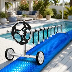 Pool Cover 8.5x4.2m 500 Micron Solar Blanket with Aluminium Roller 5.5m Width