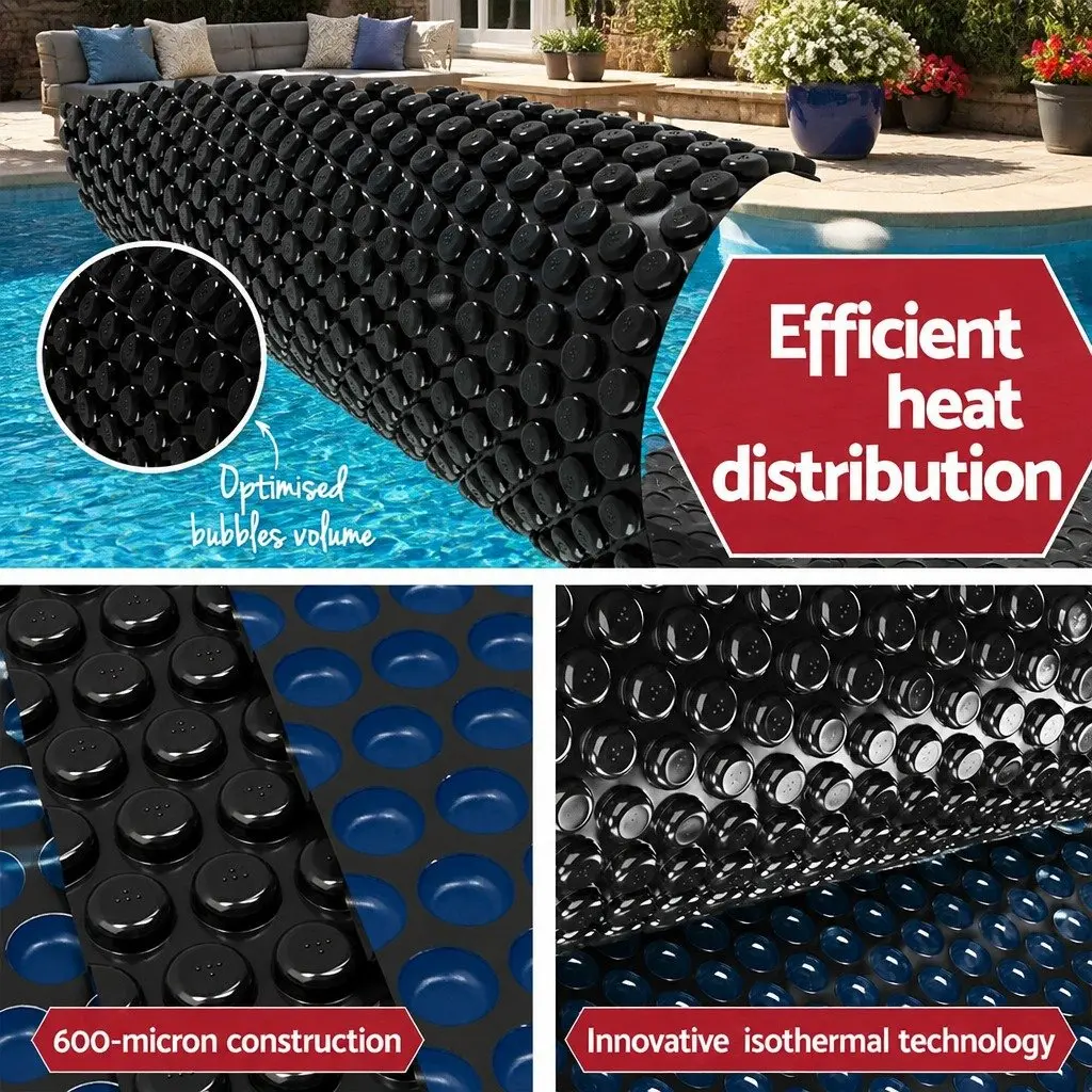 Solar Pool Cover Blue 8.5x4.2m 600 Micron with Aluminium Roller System