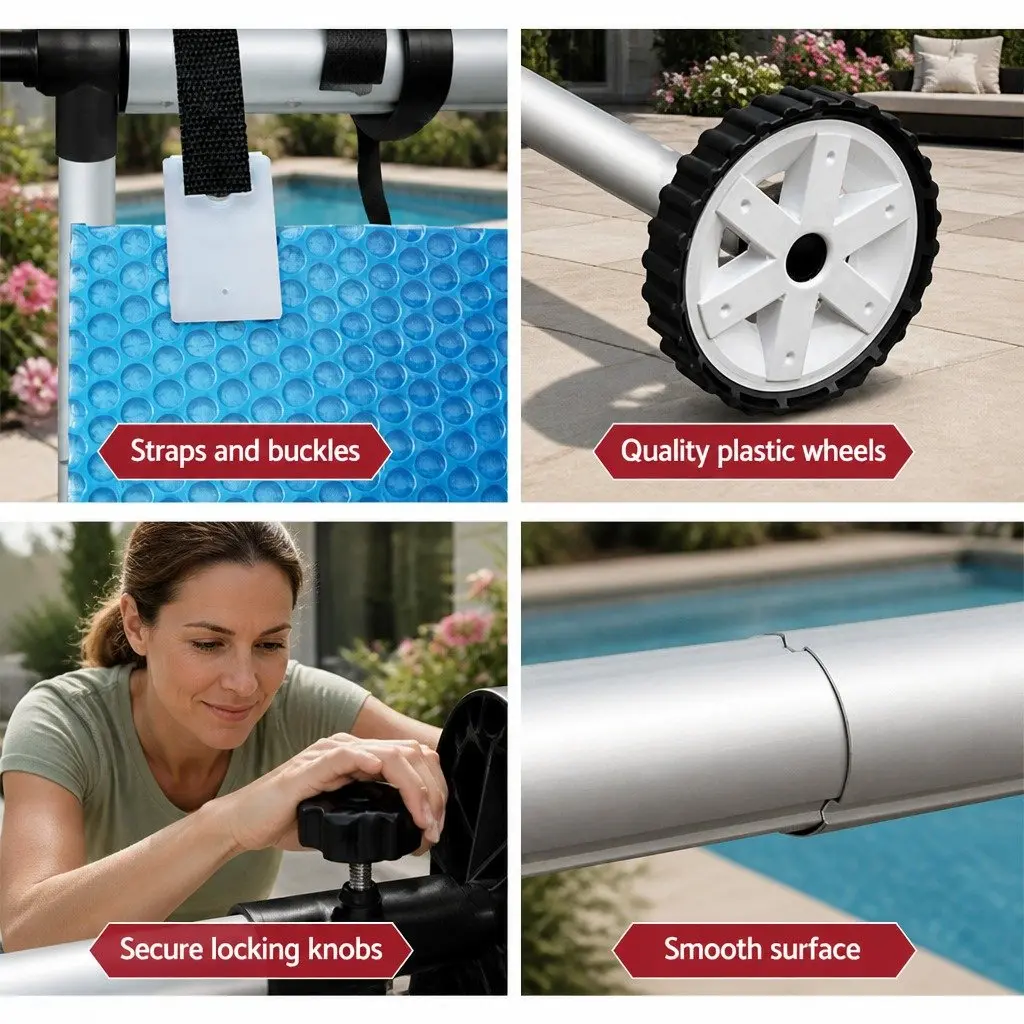 Pool Cover Blue Silver 8.5x4.2m 500 Micron Solar Blanket with Aluminium Roller