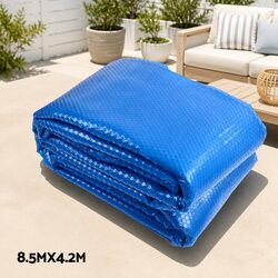 Pool Cover 8.5x4.2m Solar Blanket Roller 500 Micron Blue Silver Swimming Heater