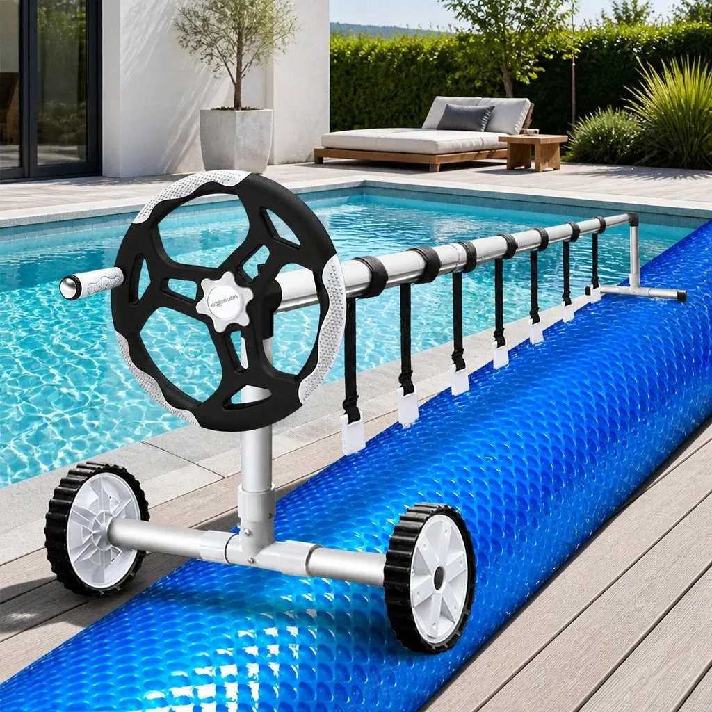 Solar Pool Cover Blue 9.5x5m with Adjustable Aluminium Roller 500 Micron