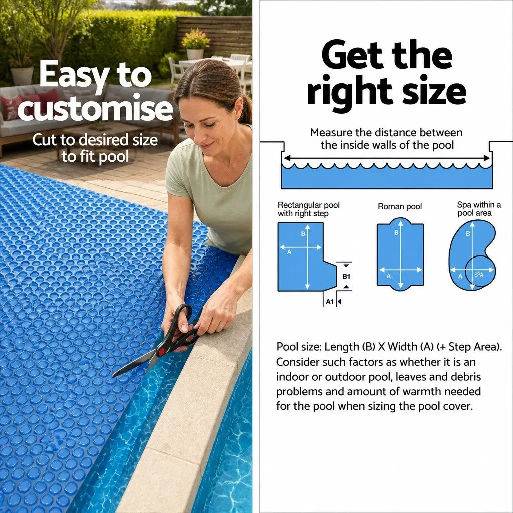 Solar Pool Cover Blue 9.5m x 5m 600 Micron Bubble Heat Blanket