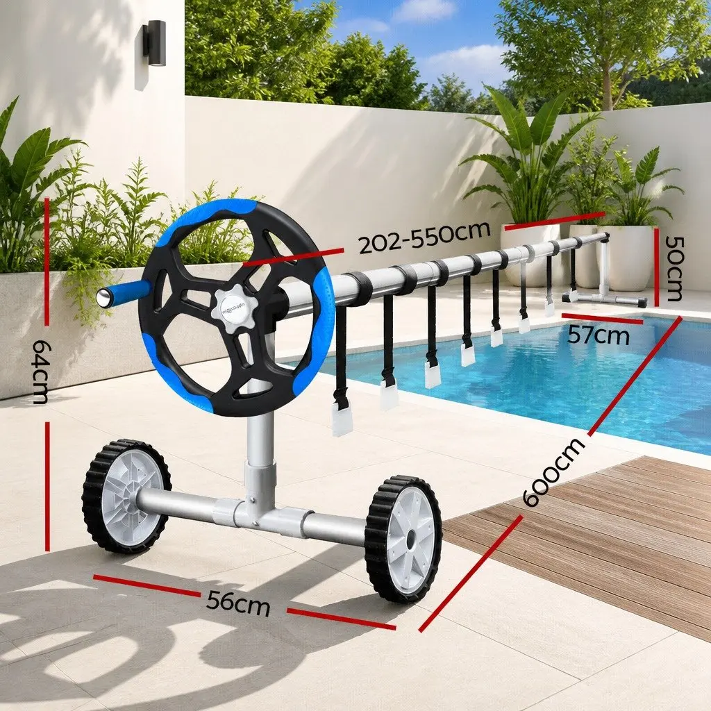 Pool Cover Blue 9.5x5m Solar Blanket 500 Micron with Aluminium Roller Kit