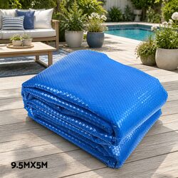 Pool Cover 9.5x5m 500 Micron Solar Blanket with Aluminium Roller 5.5m Width Blue
