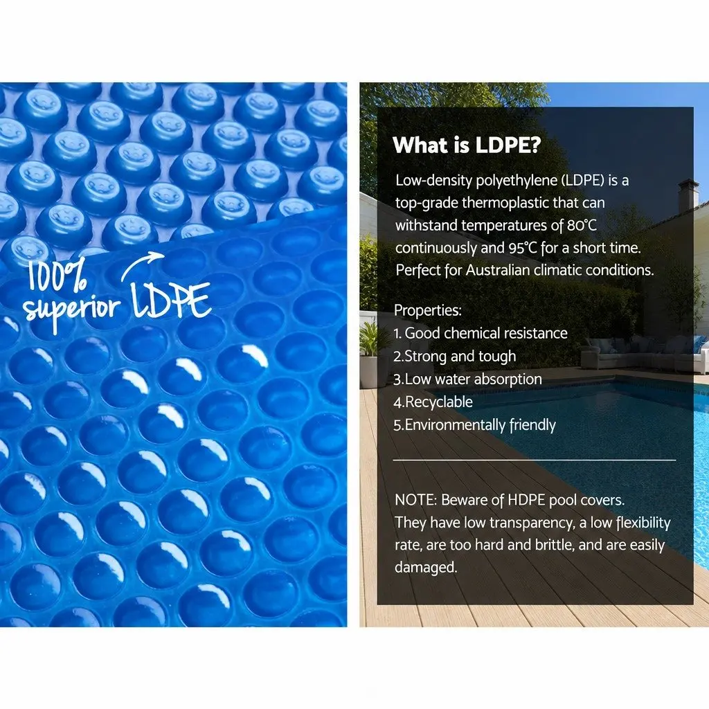Pool Cover Blue 9.5x5m 500 Micron Solar Blanket with Aluminium Roller 5.5m Width