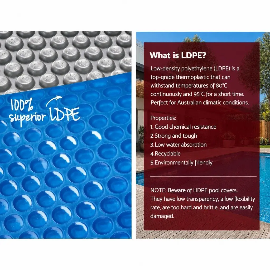 Pool Cover Blue 9.5x5m 500 Micron Solar Blanket with Aluminium Roller 2.95-6m