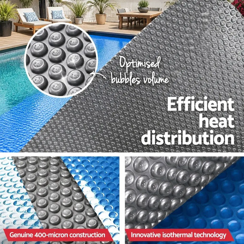 Pool Solar Cover 9.5x5m 500 Micron Swimming Pool Blanket Blue Silver Isothermal