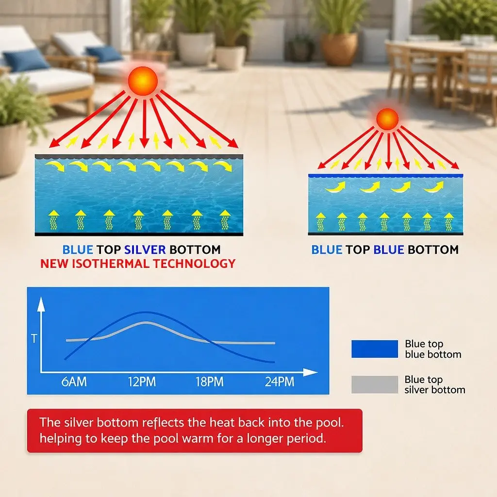 Pool Solar Cover 9.5x5m 500 Micron Swimming Pool Blanket Blue Silver Isothermal