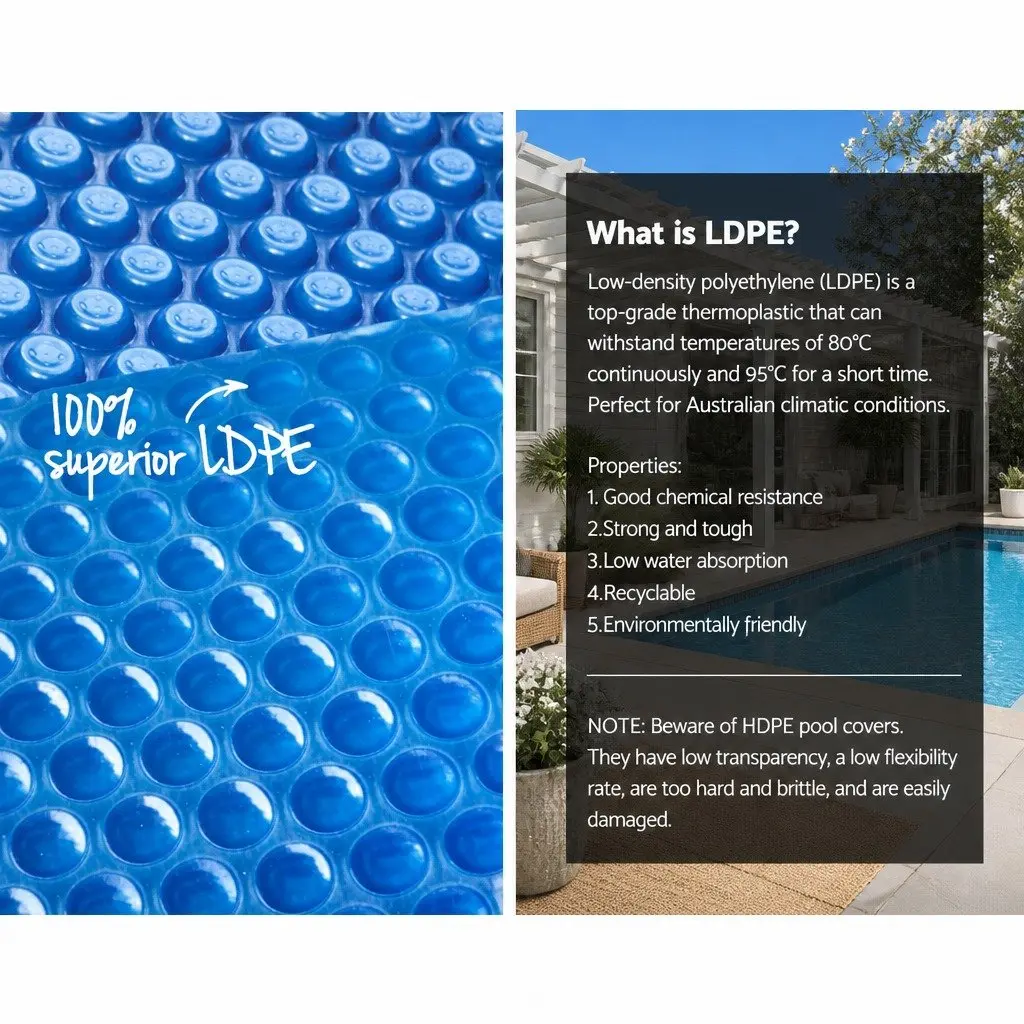 Solar Pool Cover 9.5x5m 500 Micron Blue Swimming Pool Blanket Thermal Bubble