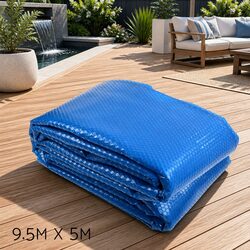 Solar Pool Cover 9.5m x 5m 400 Micron Bubble Blue Silver Heat Retention Swimming