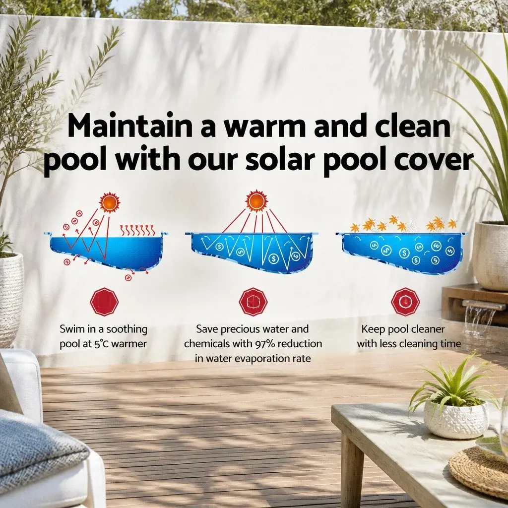 Solar Pool Cover Blue 9.5m x 5m 400 Micron Bubble Heat Retention