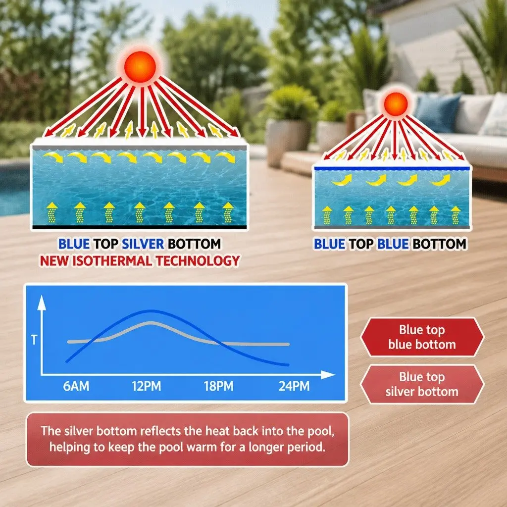 Solar Pool Cover Blue 9.5m x 5m 400 Micron Bubble Heat Retention