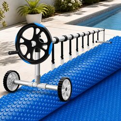 Pool Cover Solar Blanket 9.5m x 5m 600 Micron with Aluminium Roller Heat