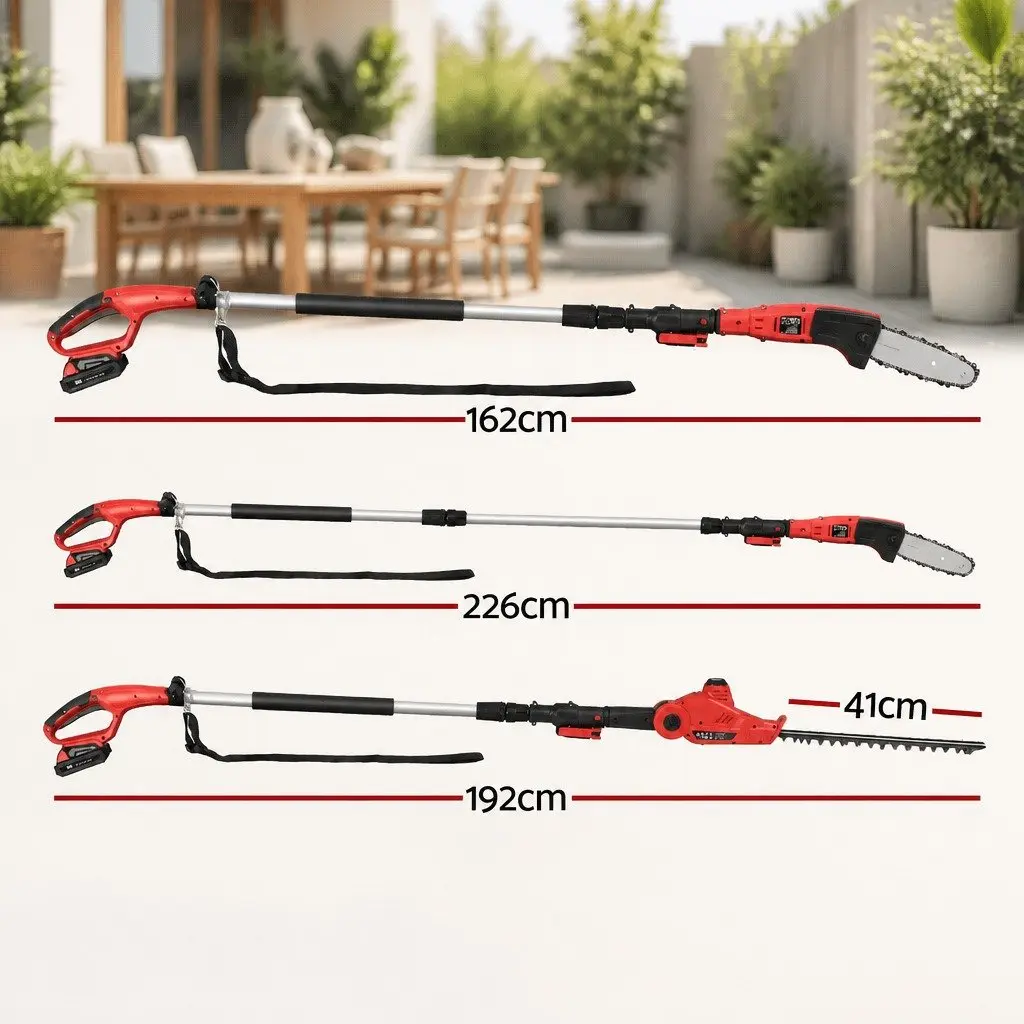 Cordless Pole Chainsaw Trimmer 20V Lithium Battery 8 Inch Cutting 2.7m Reach