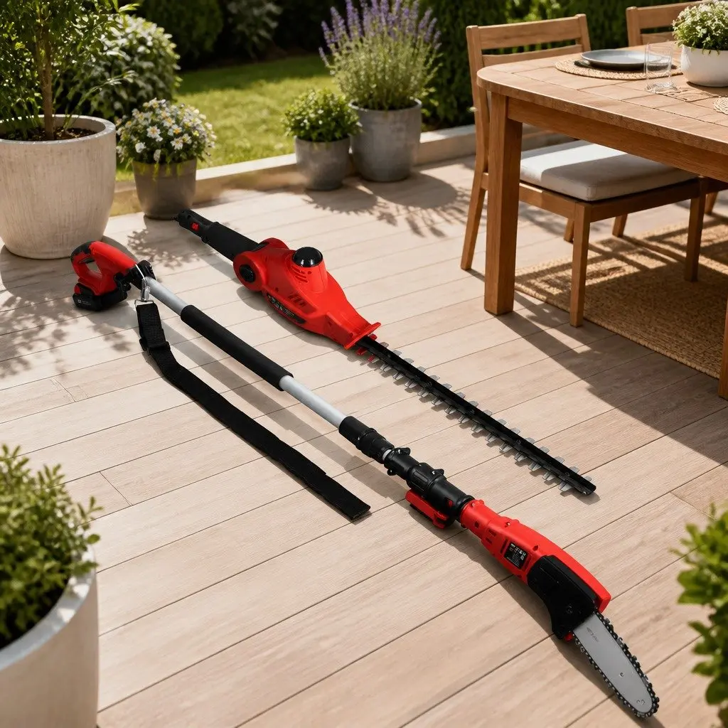 Cordless Pole Chainsaw Trimmer 20V Lithium Battery 8 Inch Cutting 2.7m Reach