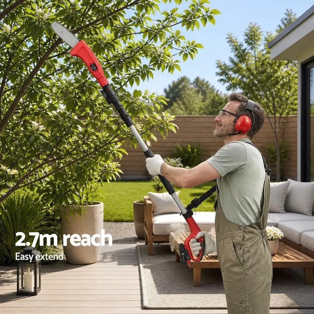 Cordless Pole Chainsaw 20V Lithium Battery 8 Inch Bar Electric Pruner Long Reach