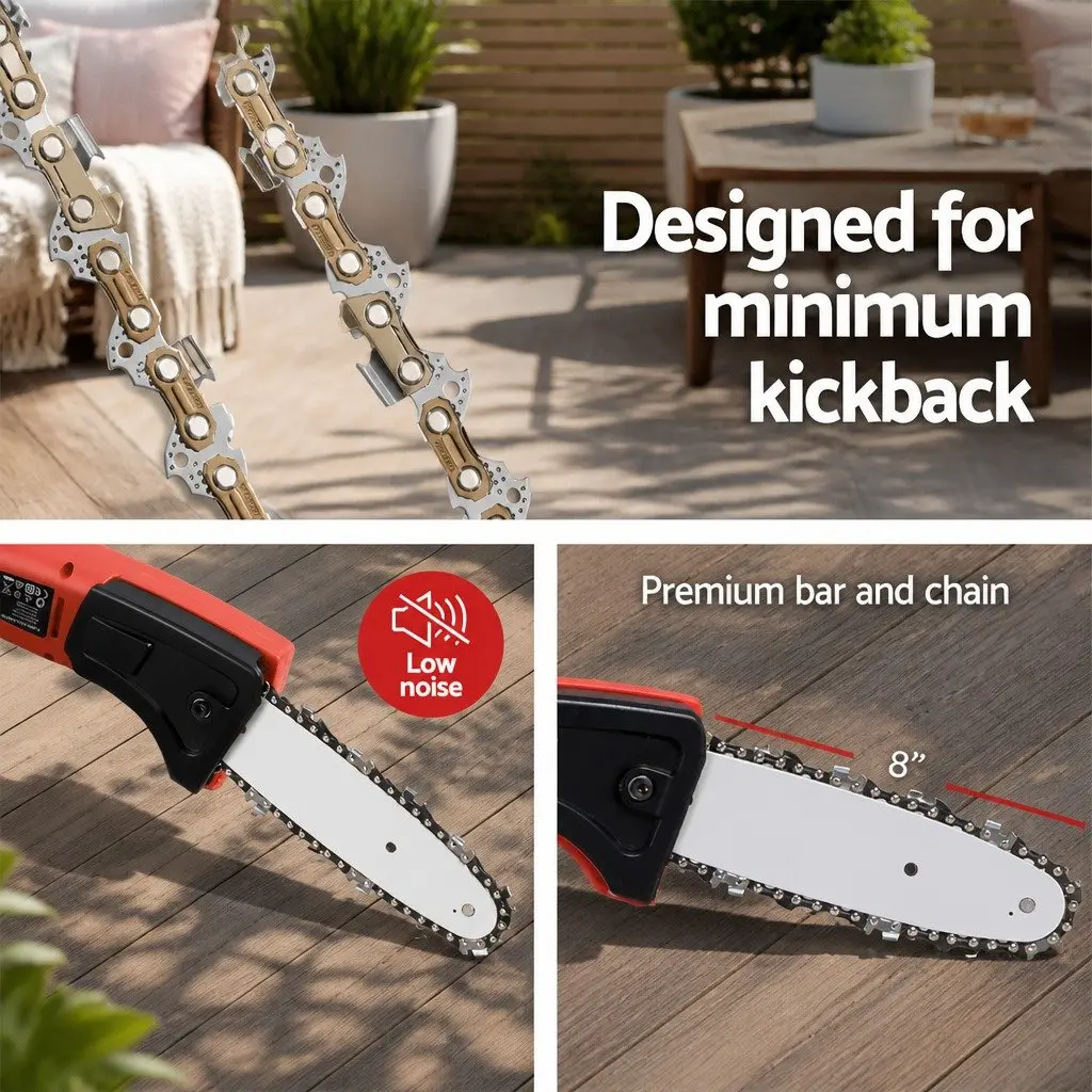 Cordless Pole Chainsaw 20V Lithium Battery 8 Inch Bar Electric Pruner Long Reach