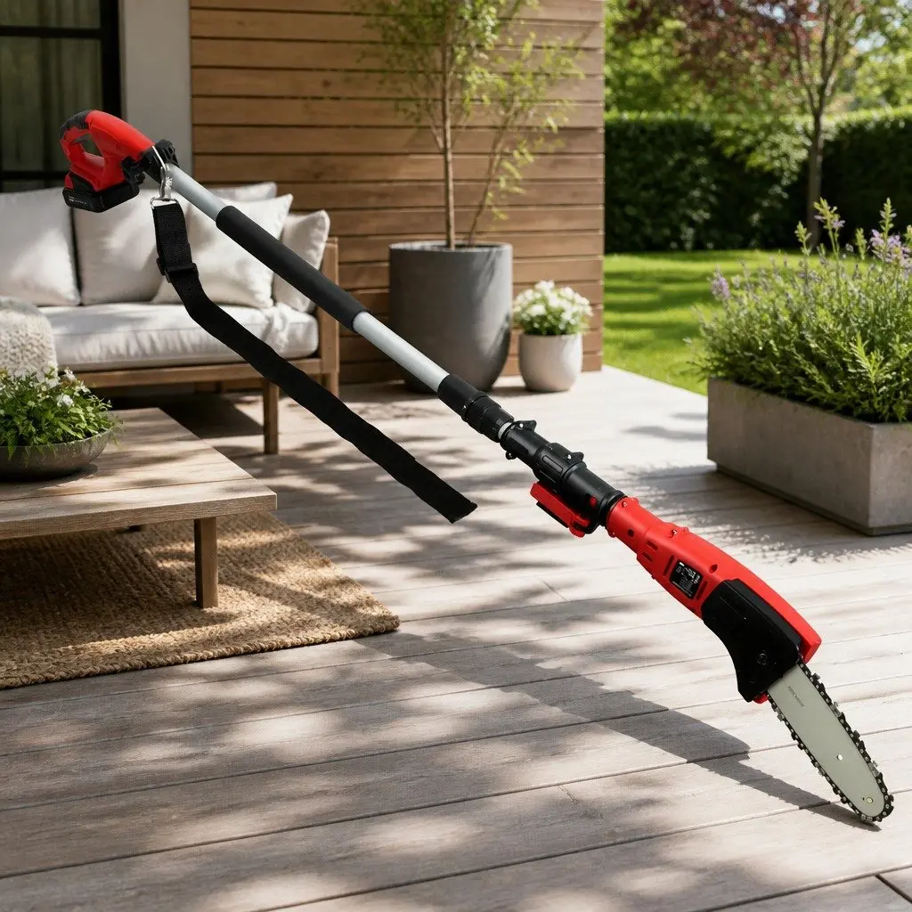 Cordless Pole Chainsaw 20V Lithium Battery 8 Inch Bar Electric Pruner Long Reach
