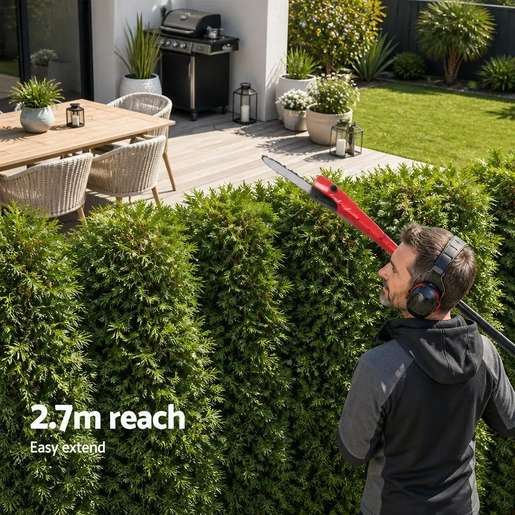 Cordless Pole Chainsaw & Hedge Trimmer 2in1 8in Chain Saw 20V Battery 2.7m Reach