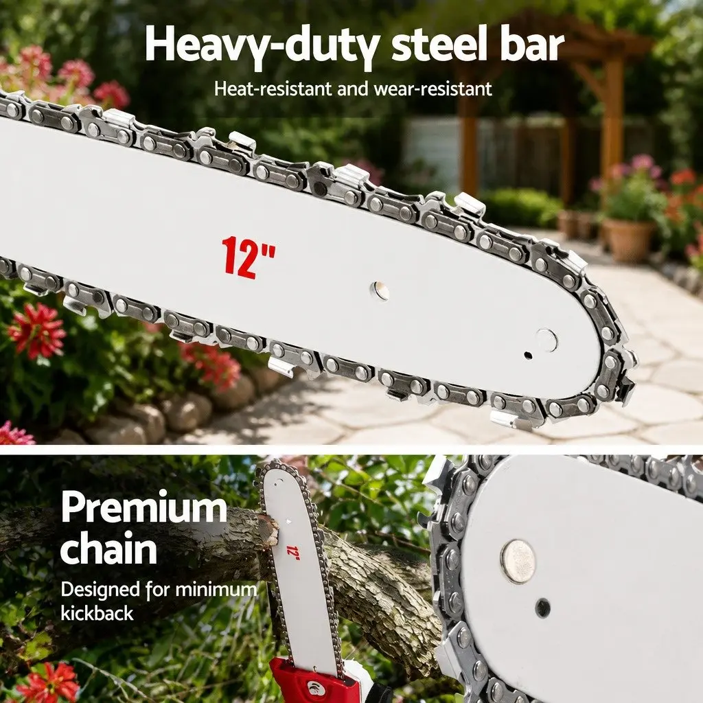 4 Stroke Pole Chainsaw Red 12 Inch Multi Tool with Interchangeable Attachments for Chainsaw Hedge Trimmer Brush Cutter and More