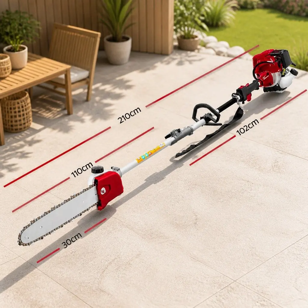 4 Stroke Pole Chainsaw Petrol Hedge Trimmer Tree Pruner 12 Inch 7 in 1