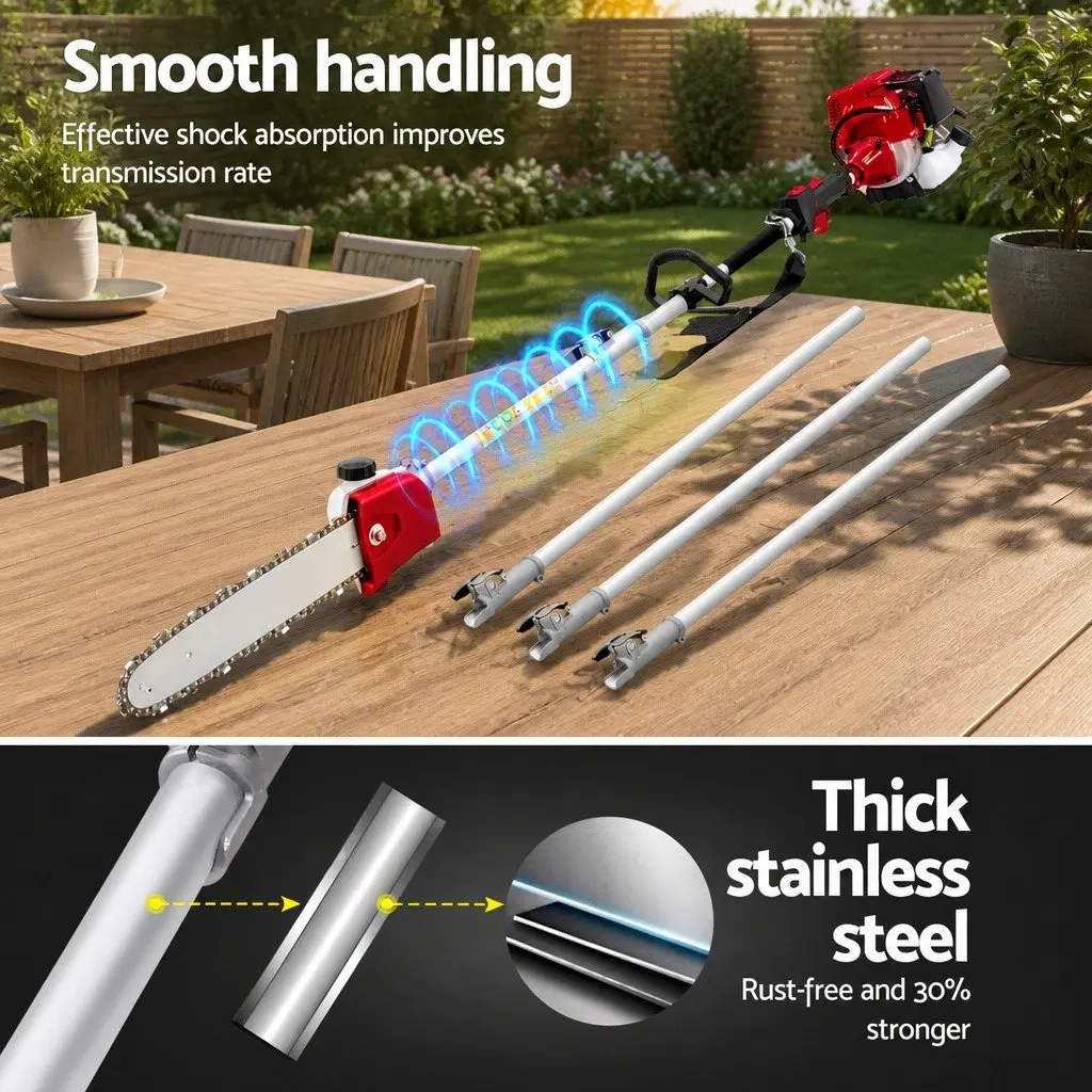 4 Stroke Pole Chainsaw Petrol Hedge Trimmer Tree Pruner 12 Inch 7 in 1
