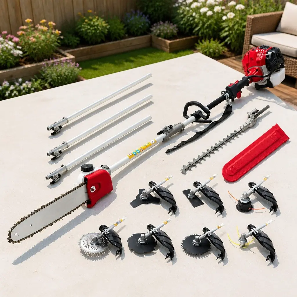 Pole Chainsaw 2 Stroke Petrol Hedge Trimmer Tree Pruner 9 In 1 Multi Tool