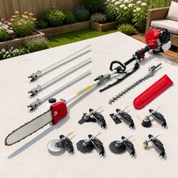 Pole Chainsaw 2 Stroke Petrol Hedge Trimmer Tree Pruner 9 In 1 Multi Tool