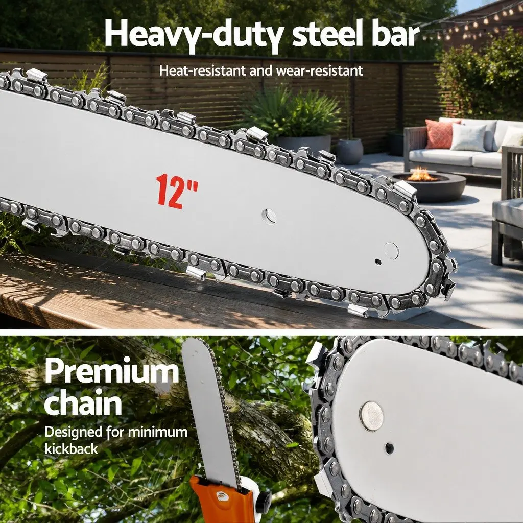 4 Stroke Petrol Pole Chainsaw Long Reach Tree Pruner 12 Inch Bar 5.6m Extension