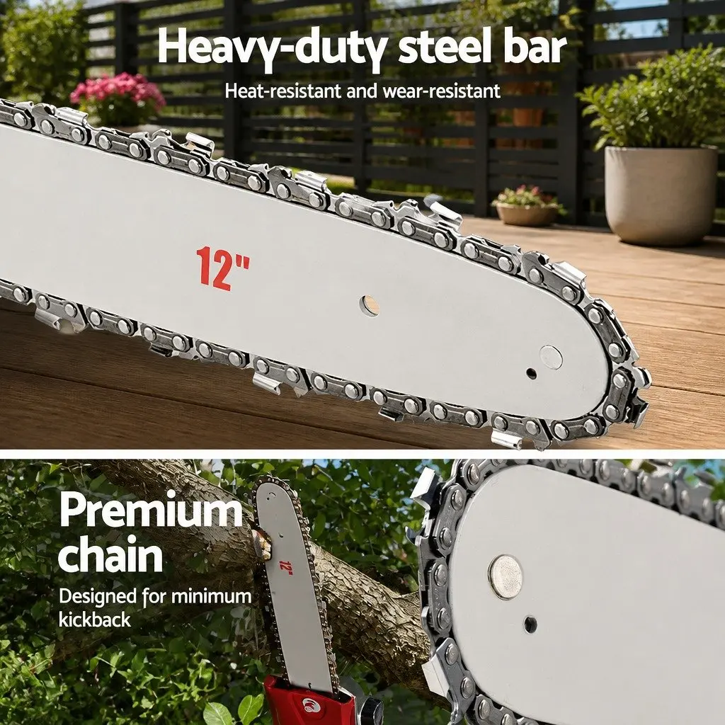 Pole Chainsaw Red 52cc 2 Stroke 7 in 1 Multi Tool Hedge Trimmer Tree Pruner Cutter