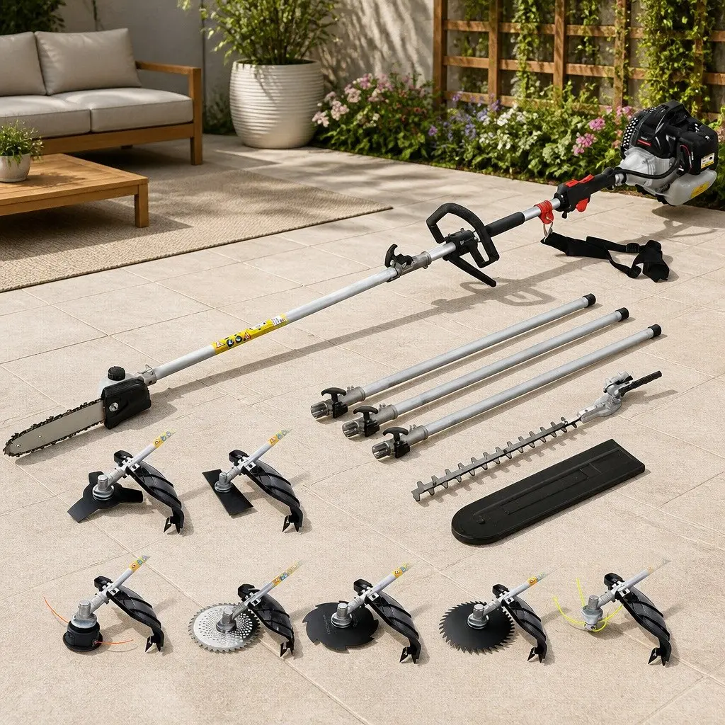 9 in 1 Multi Tool Pole Chainsaw Black 65cc Petrol Engine Anti-Vibration Mechanism